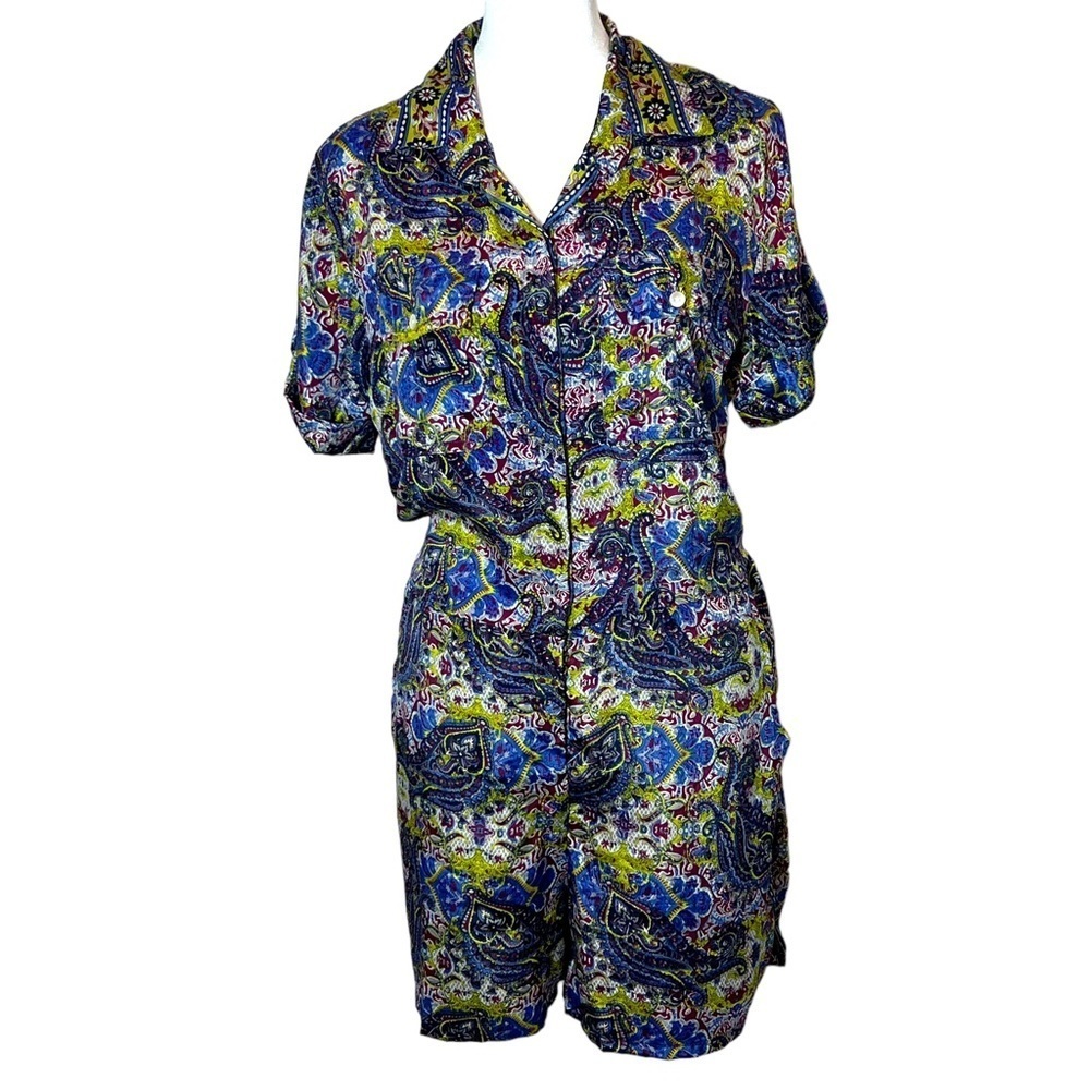 Earthbound Trading Company Silky Retro Boho Style Romper, Medium